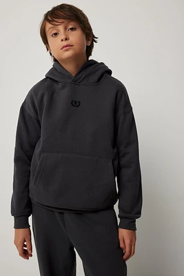 Ardene Kids Logo Hoodie in Dark Grey | Size | Polyester/Cotton | Fleece-Lined