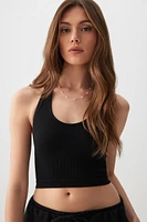 Ardene Basic Ultra Crop Seamless Halter Tank in Black | Size | Nylon/Elastane | Eco-Conscious