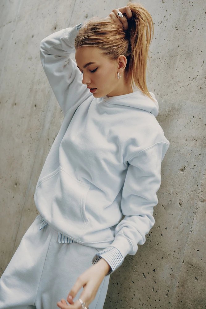 Ardene Classic Hoodie in Frost White | Size | Polyester/Cotton | Fleece-Lined | Eco-Conscious