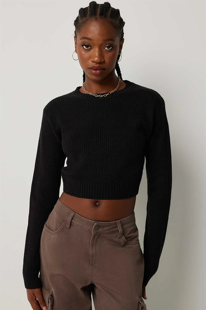 Ardene Crop Crew Neck Sweater in | Size | 100% Acrylic