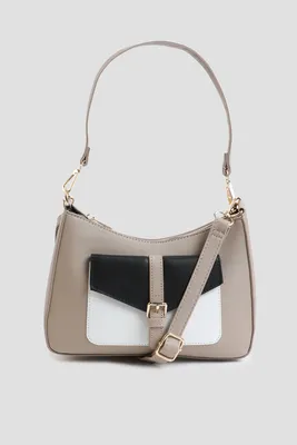 Ardene Faux Leather Shoulder Bag in Beige | Faux Leather/Polyester