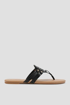 Ardene Cutout Flat Sandals in | Size | Faux Leather
