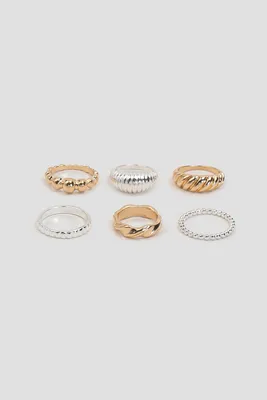 Ardene 6-Pack Textured Rings | Size