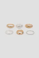 Ardene 6-Pack Textured Rings | Size