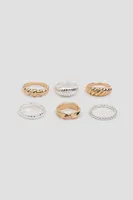 Ardene 6-Pack Textured Rings | Size Small