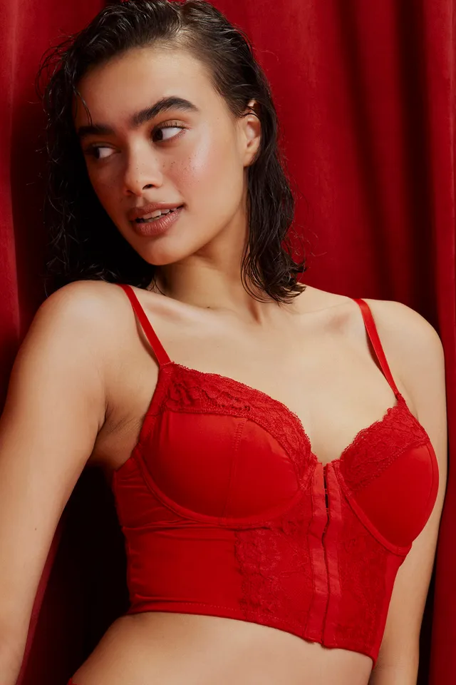 Buy Ardene Lace Push Up Bralette In Red