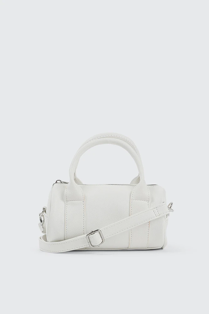 Ardene Barrel Crossbody Bag in White | 100% Recycled Polyester | Eco-Conscious