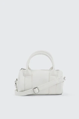 Ardene Barrel Crossbody Bag in White | 100% Recycled Polyester | Eco-Conscious