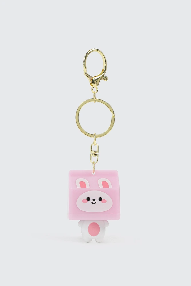 Ardene Kids Light Up Bunny Keychain in Light Pink