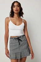 Ardene Pleated Plaid Mini Skirt in | Size | Polyester/Rayon/Spandex