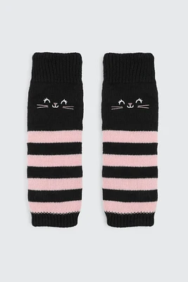 Ardene Kids Cat Leg Warmers in Black | Polyester