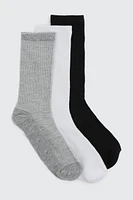 Ardene 3-Pack Rib Crew Socks in | Polyester/Spandex