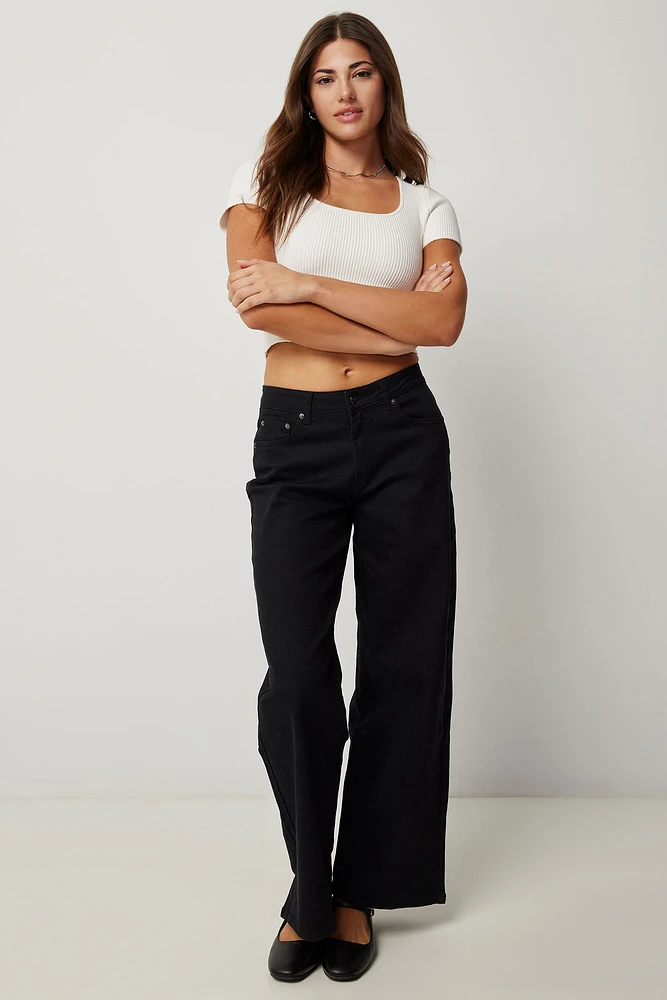 Ardene Wide Leg Pants in Black | Size | Polyester/Spandex