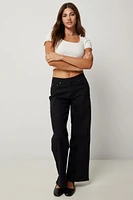 Ardene Wide Leg Pants in Black | Size | Polyester/Spandex