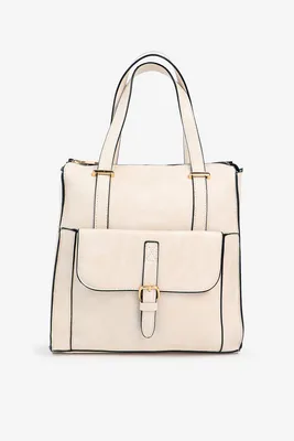 Ardene 2-Way Faux Leather Bag in White | Faux Leather/Polyester