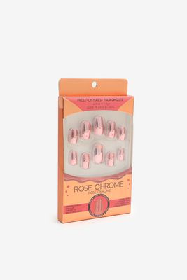 Ardene Pack of Rose Chrome Nude Fake Nails in Pink