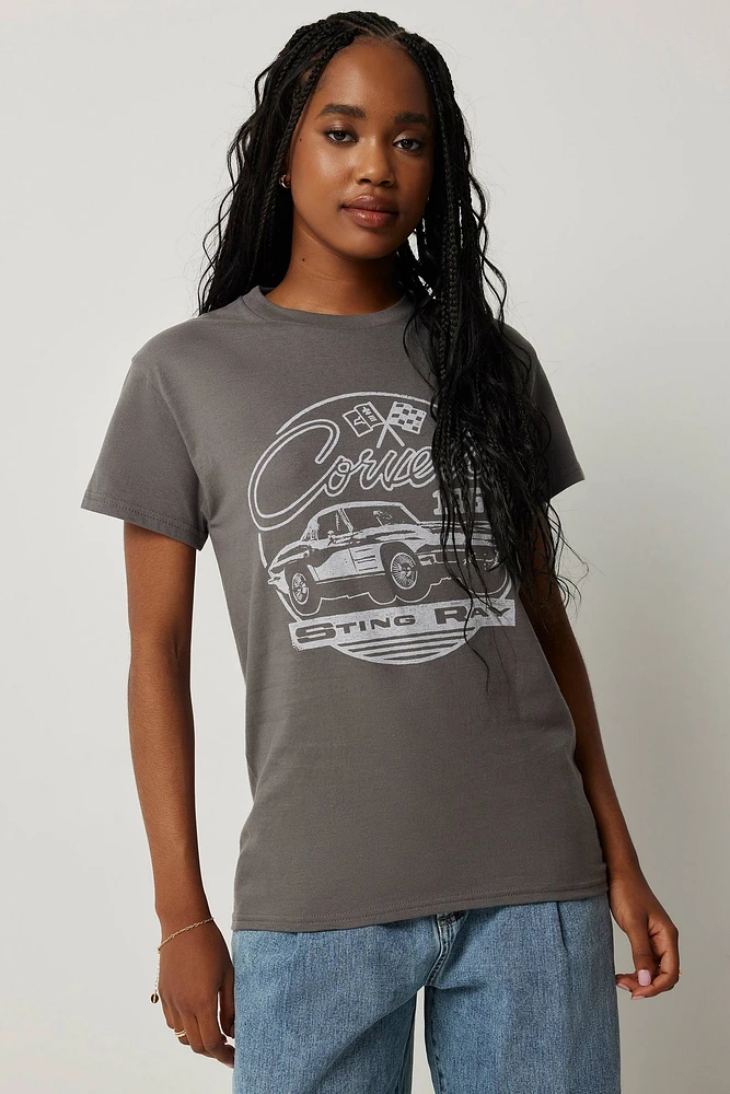 Ardene Oversized Corvette T-Shirt in Grey | Size | 100% Cotton