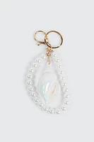 Ardene Faux Pearl Seashell Keychain in White