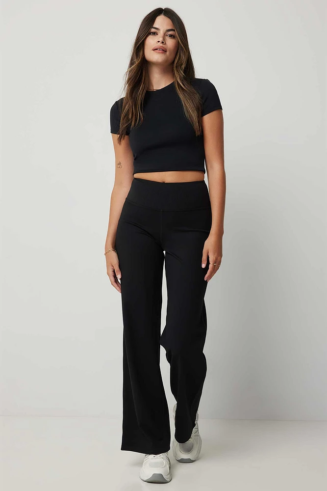 Ardene MOVE Rib Waistband Straight Leg Pants in | Size | Nylon/Elastane | Eco-Conscious