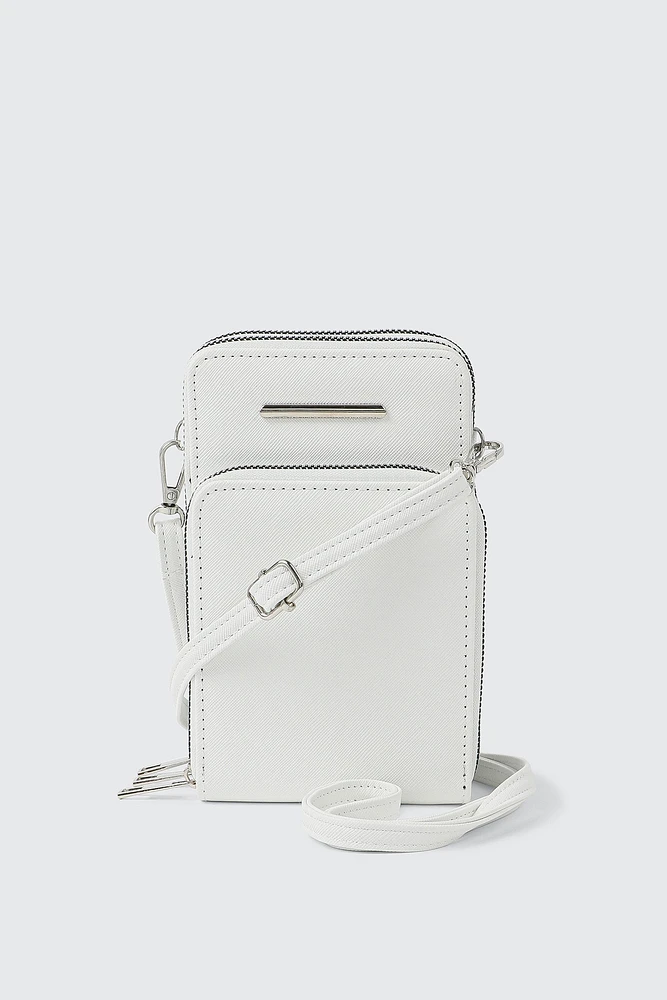 Ardene Faux Leather Phone Bag in White | 100% Recycled Polyester/Faux Leather | Eco-Conscious