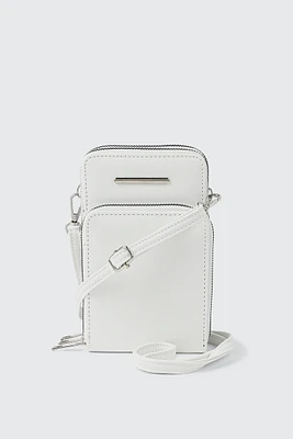 Ardene Faux Leather Phone Bag in White | 100% Recycled Polyester/Faux Leather | Eco-Conscious