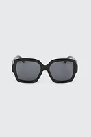 Ardene Oversized Square Sunglasses with Hearts in Black