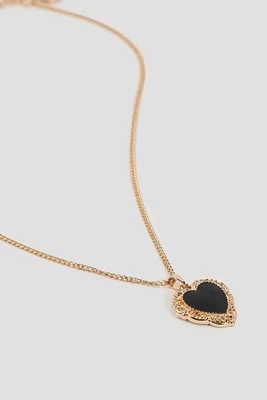 Ardene Vintage Style Heart Pendant Necklace in Gold