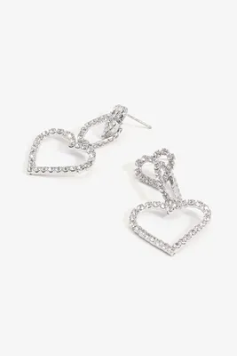 Ardene Link Heart Drop Earrings in Silver | Stainless Steel