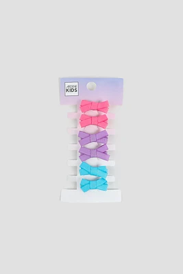 Ardene Kids 6-Pack Bow Clips in Pink