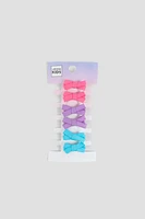 Ardene Kids 6-Pack Bow Clips in Pink