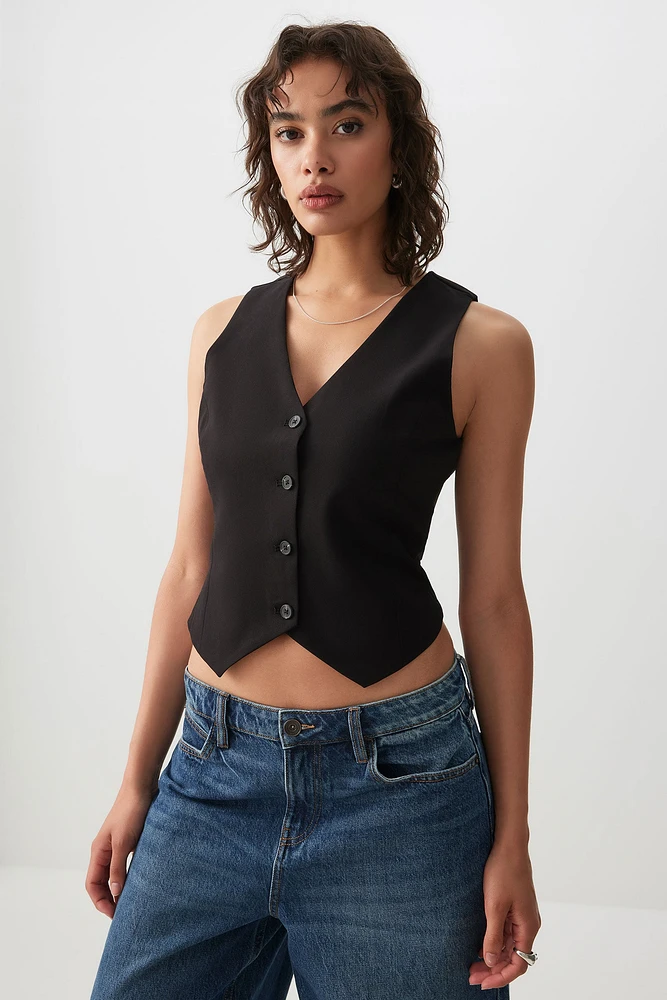 Ardene Tailored Vest in Black | Size | Polyester/Rayon/Spandex