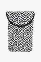 Ardene 16" Checkered Puffy Laptop Sleeve in Black | Polyester