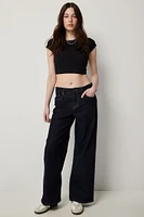 Ardene Mid Rise Wide Leg Jeans in Dark Blue | Size | Spandex/Cotton