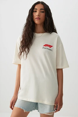 Ardene Oversized F1 T-Shirt in White | Size | 100% Cotton