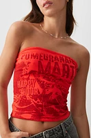 Ardene Printed Tube Top in | Size | Cotton/Elastane