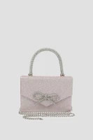 Ardene Evening Bag With Crystal Bow Detail in Light Pink