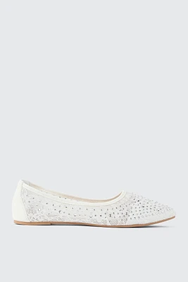 Ardene Embellished Floral Mesh Flats in | Size
