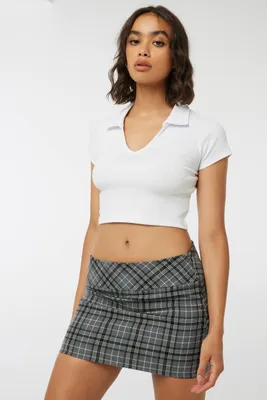 Ardene Utra Crop Short Sleeve Polo in White | Size | Polyester/Cotton/Elastane