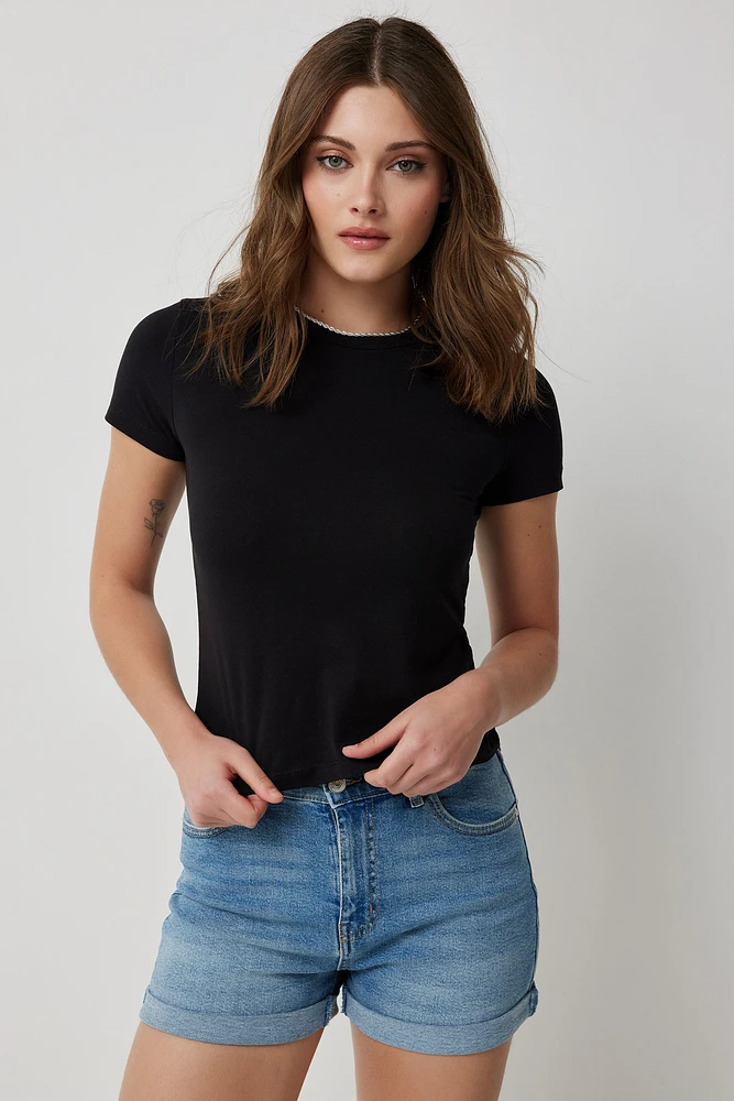 Ardene Basic Organic Cotton Crop T-Shirt in | Size | Cotton/Elastane | Eco-Conscious