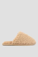 Ardene Sherpa Mule Slippers in Beige | Size | 100% Recycled Polyester | Eco-Conscious