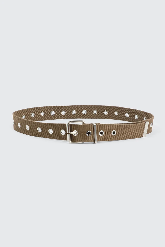 Ardene Canvas Eyelet Belt in | Size | Polyester