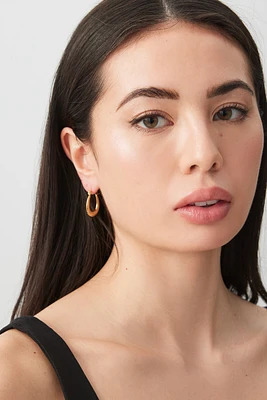 Ardene Stainless Steel Oval Hoop Earrings in Gold