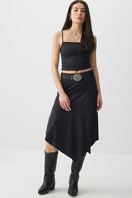 Ardene Contour Asymmetrical Midi Skirt in | Size | Elastane/Polyamide