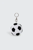 Ardene Kids Plush Soccer Ball Keychain in White