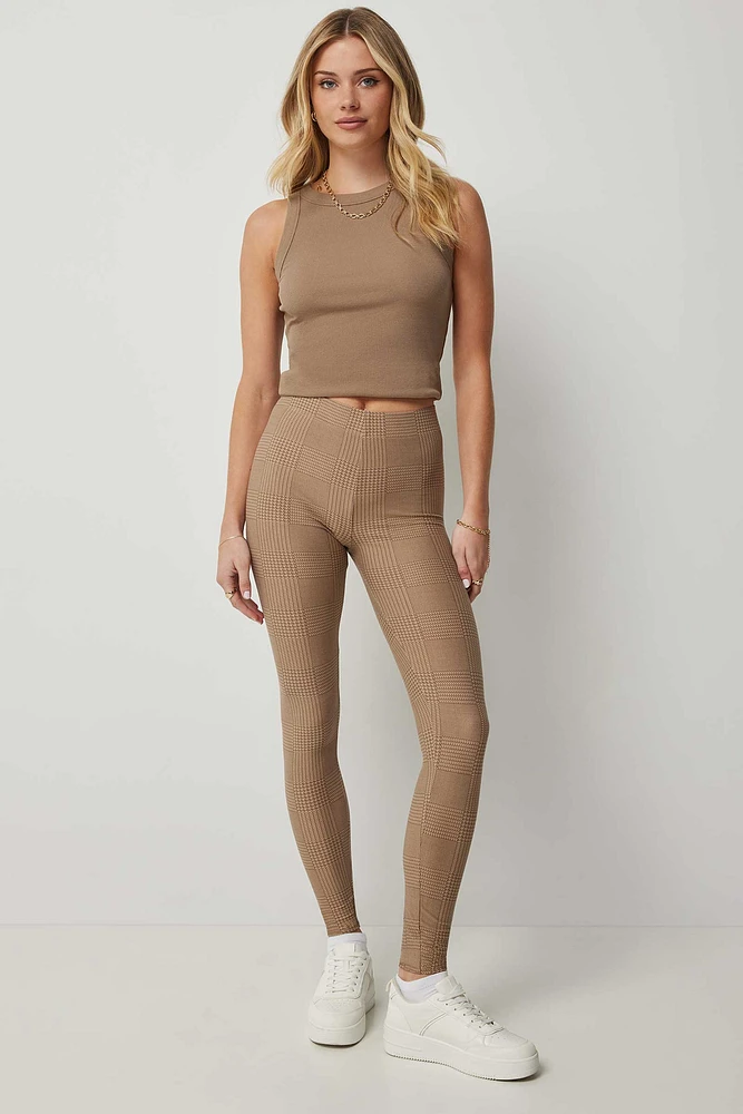 Ardene Super Soft Printed Leggings in Brown | Size | Polyester/Spandex