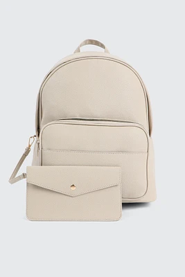 Ardene Faux Leather Backpack in Beige | 100% Recycled Polyester/Faux Leather | Eco-Conscious