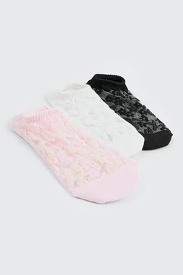 Ardene 3-Pack Lace Shoe Liners | Polyester/Spandex