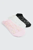 Ardene 3-Pack Lace Shoe Liners | Polyester/Spandex