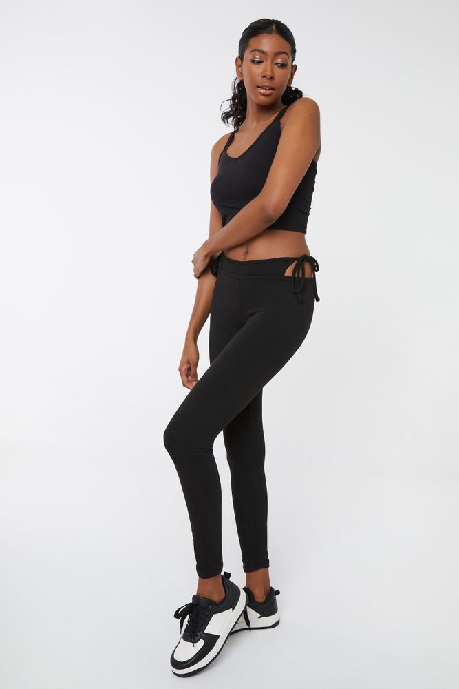 Ardene + Ardene Tie-Hem Capri Leggings in Grey | Women's Size |  Polyester/Elastane | Kingsway Mall