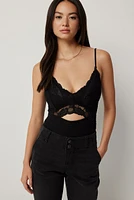 Ardene Lace Bodice Bodysuit in Black | Size | Nylon/Spandex